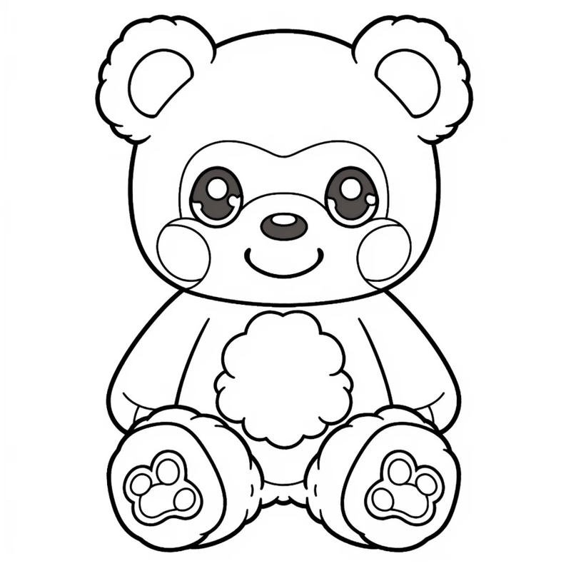 Tranh con gấu cho trẻ tô màu với nét vẽ rõ