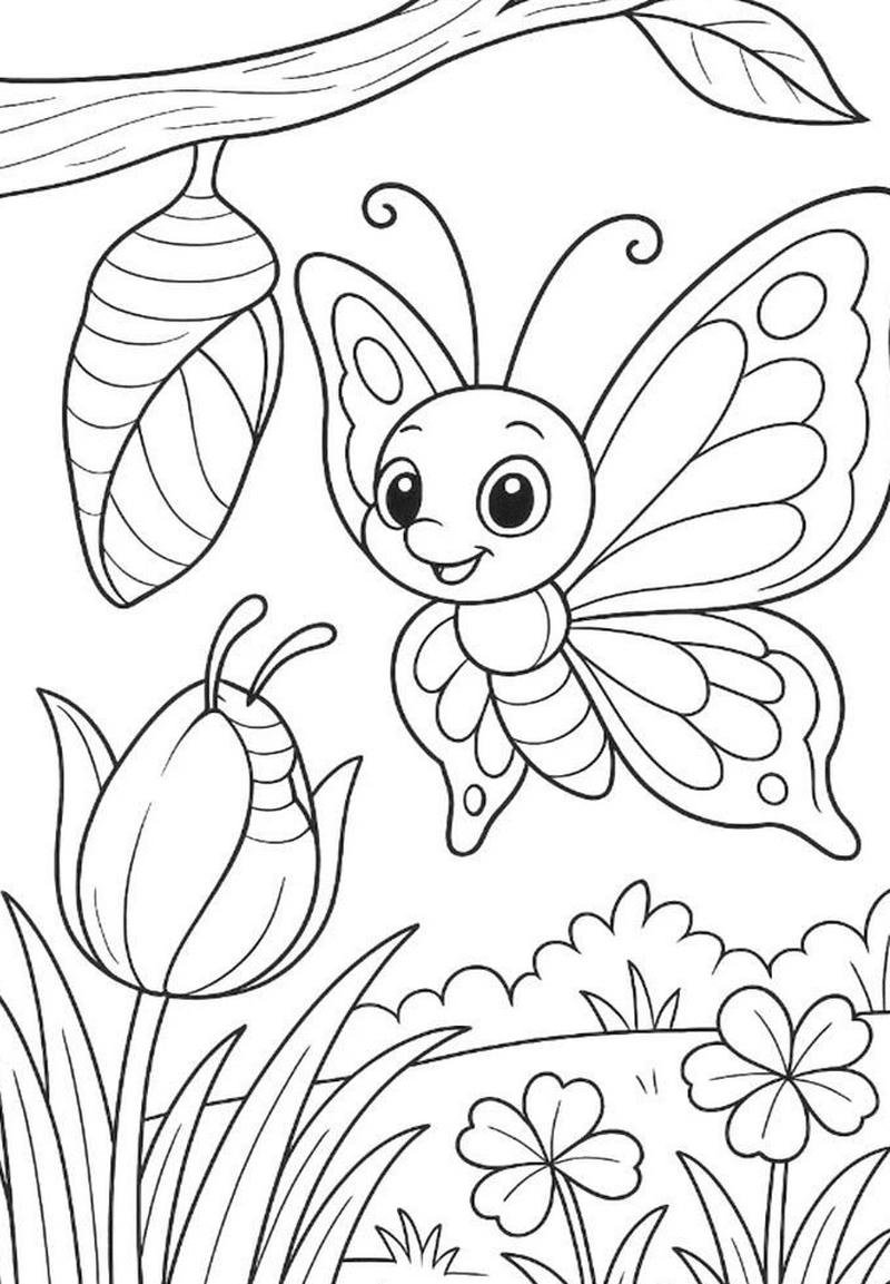 Tranh tô màu con bướm cho bé học tô