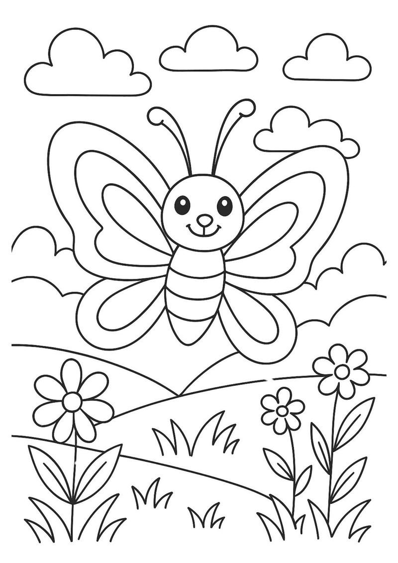 Tranh tô màu con bướm cho bé với hình đơn giản