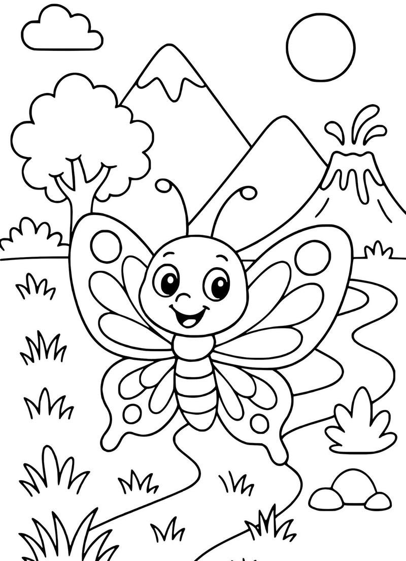 Tranh tô màu con bướm đẹp phù hợp bé tập tô