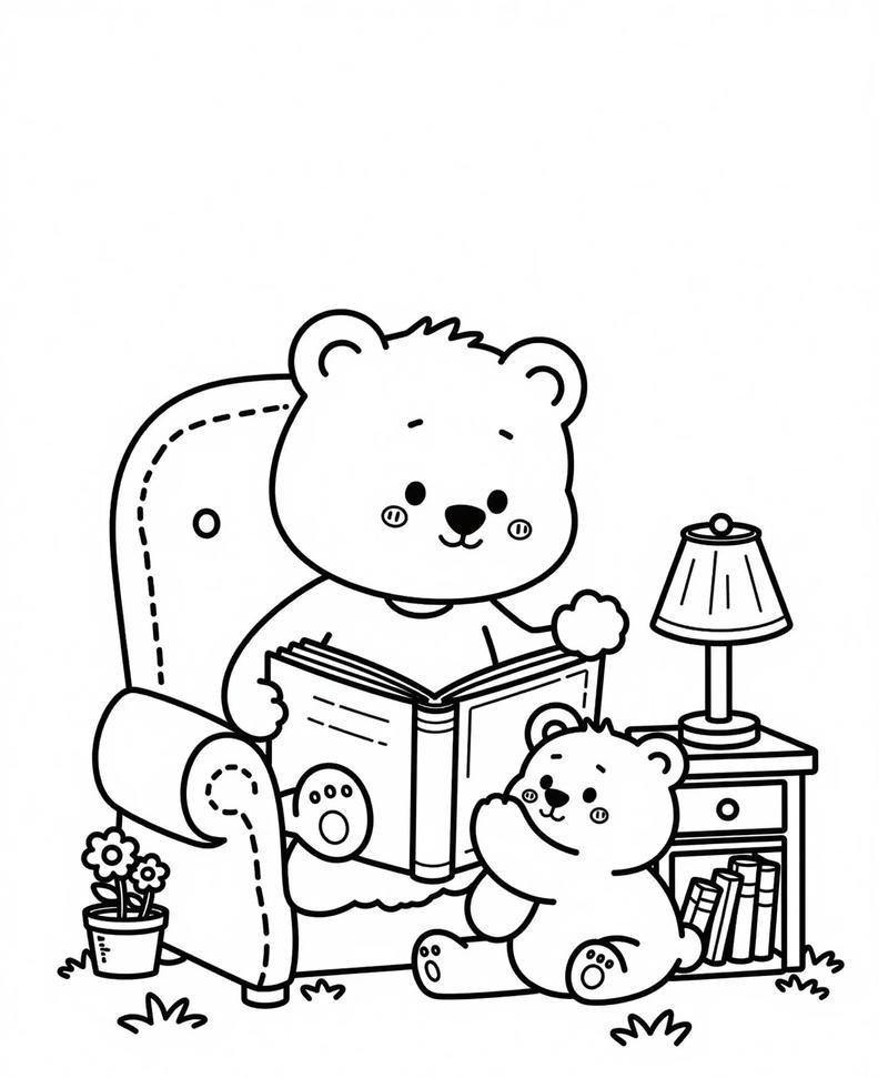 Tranh tô màu con gấu cho bé với hình đơn giản