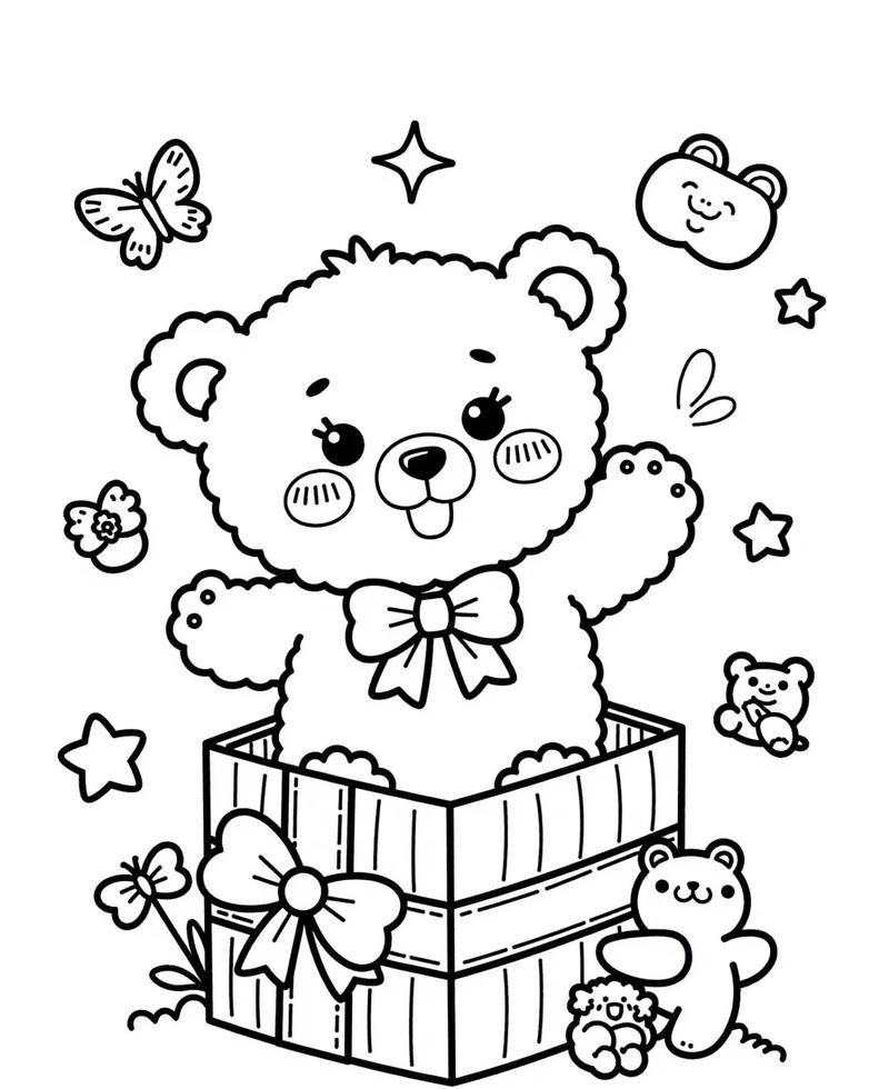 Tranh tô màu con gấu cute dành cho bé luyện tay