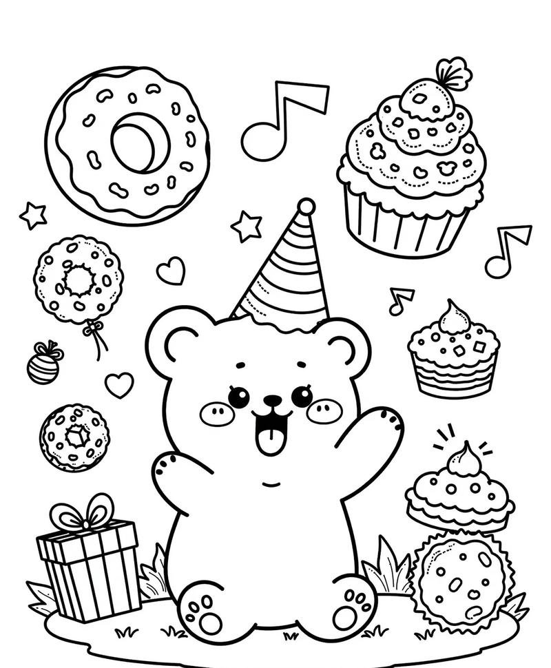 Tranh tô màu con gấu dễ thương cho bé tập tô