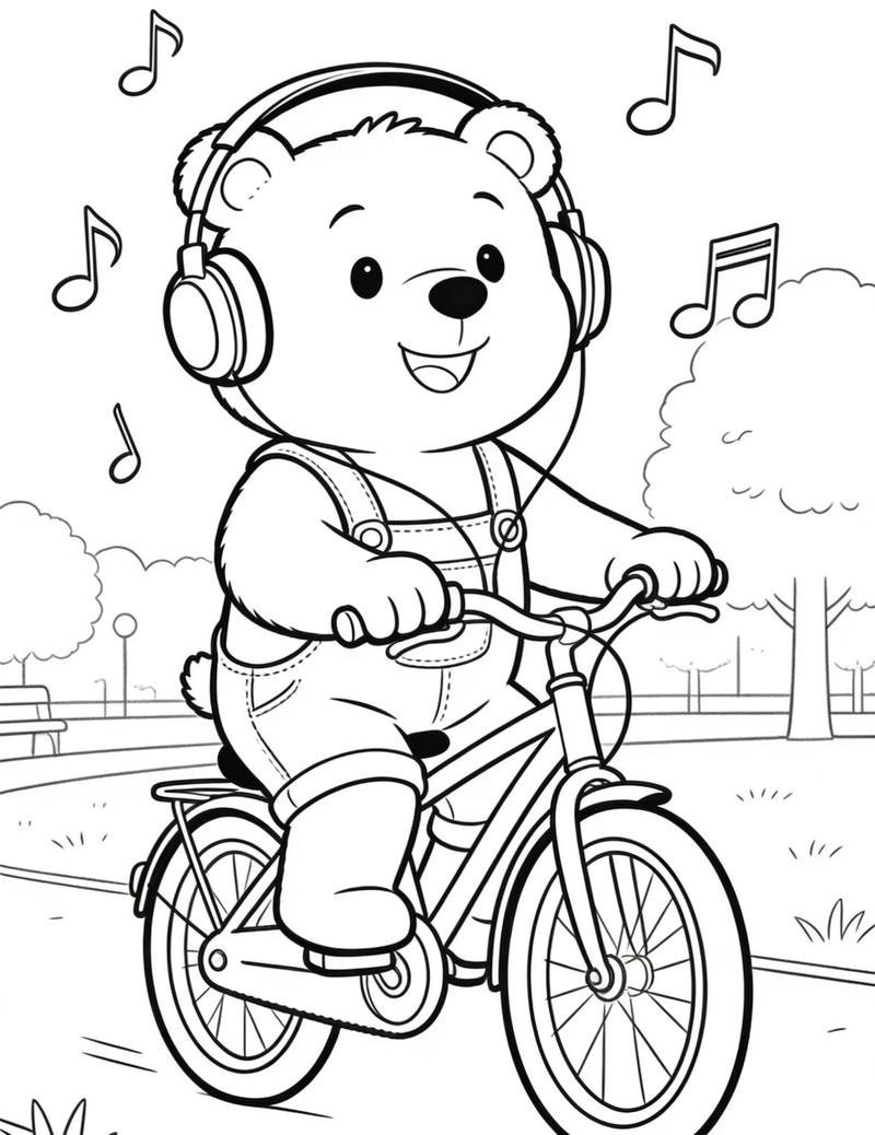 Tranh tô màu con gấu dễ thương cho bé