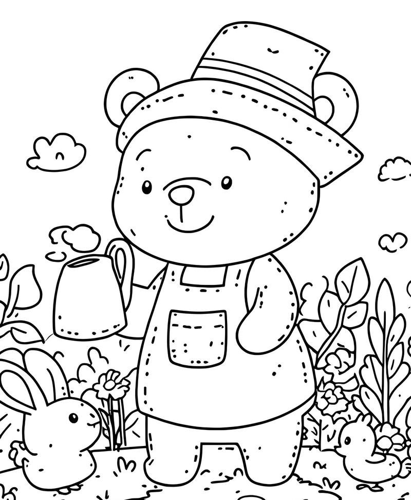 Tranh tô màu con gấu đẹp phù hợp bé tập tô