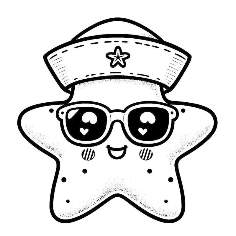 Tranh tô màu hình ngôi sao với kiểu đáng yêu