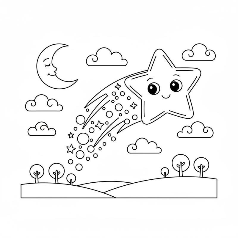 Tranh tô màu hình ngôi sao với nét đơn giản