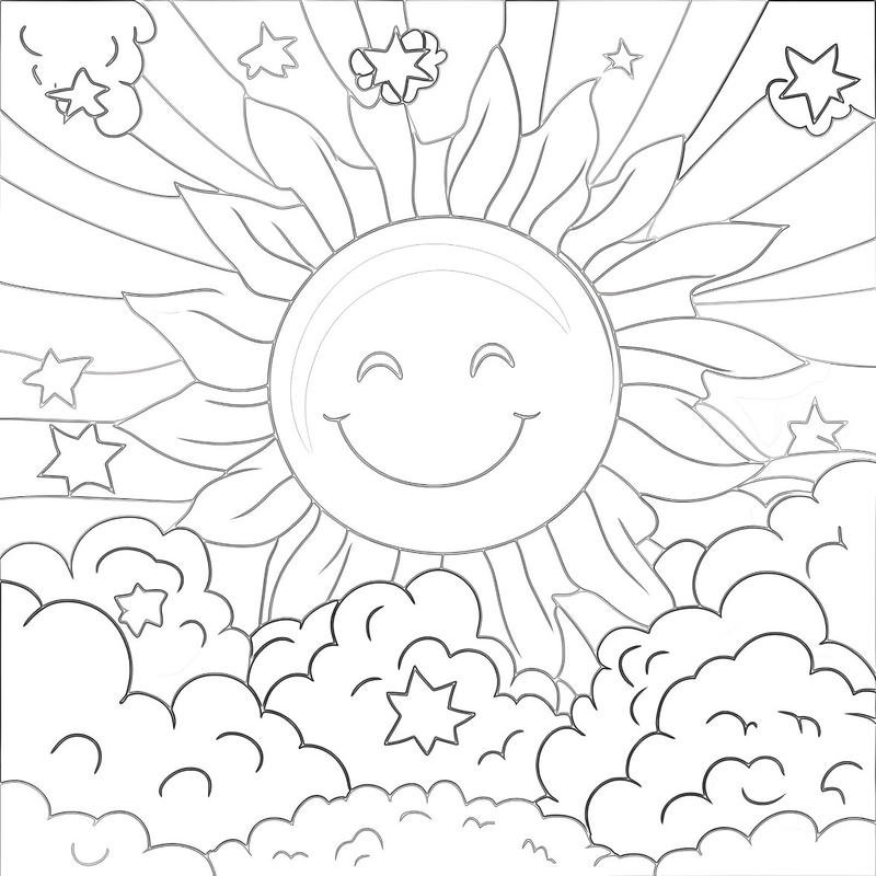 Tranh tô màu hình ông mặt trời cho bé giải trí