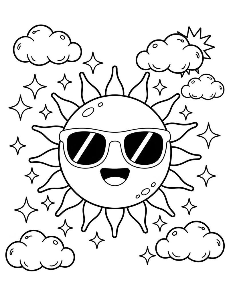 Tranh tô màu hình ông mặt trời cho bé sáng tạo