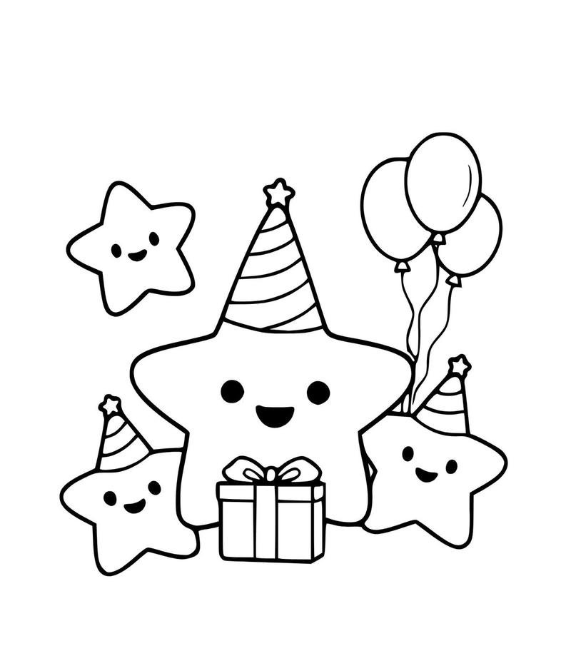 Tranh tô màu ngôi sao 5 cánh cho bé học tô