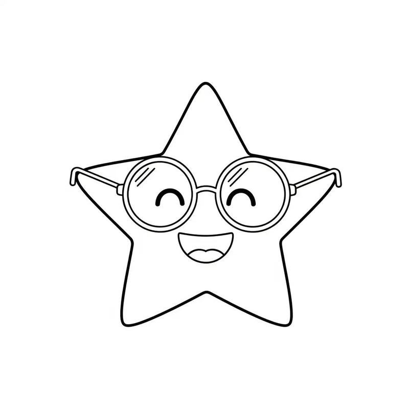 Tranh tô màu ngôi sao 5 cánh phong cách dễ thương