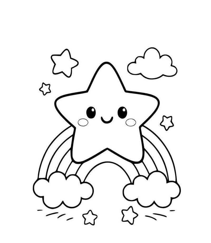 Tranh tô màu ngôi sao cho bé luyện tay