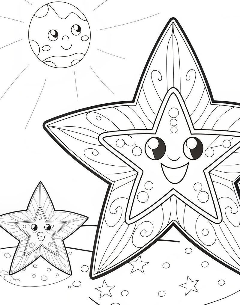 Tranh tô màu ngôi sao mang phong cách vui nhộn