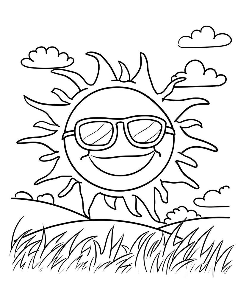 Tranh tô màu ông mặt trời ngộ nghĩnh cho bé tập tô