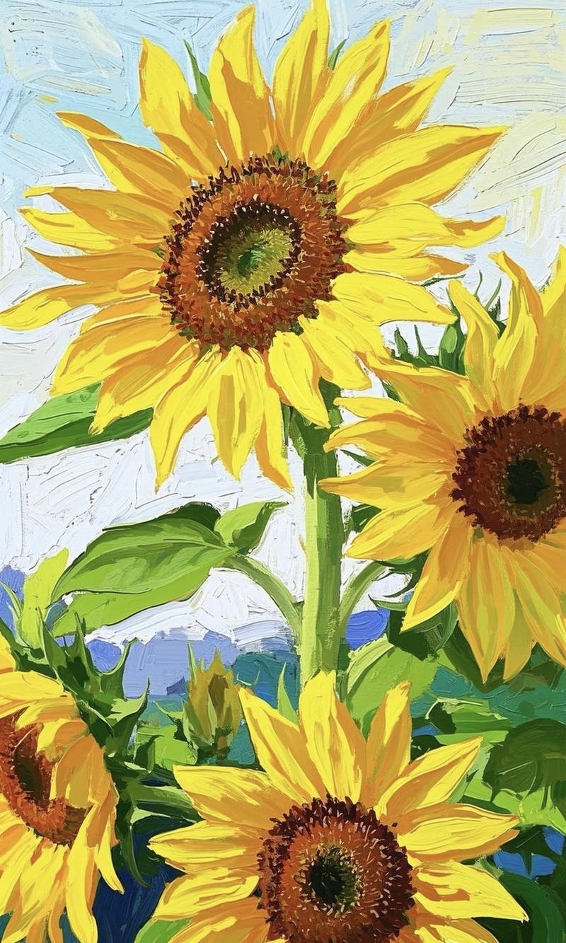 Tranh vẽ hoa hướng dương đẹp mang cảm giác tươi mới
