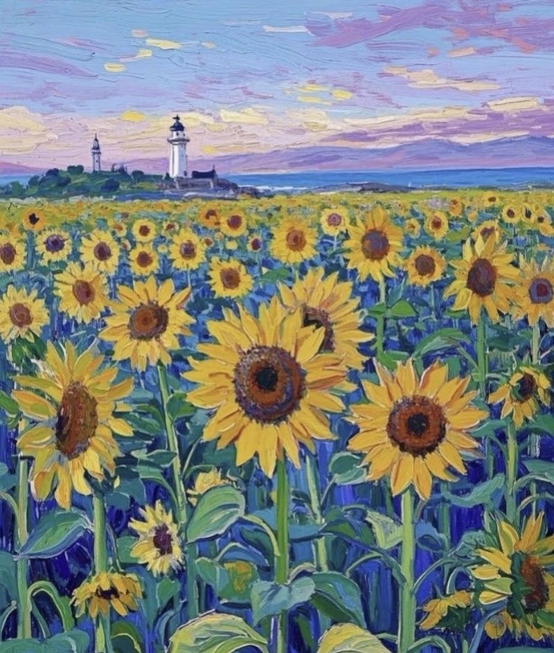 Tranh vẽ hoa hướng dương thể hiện nét tươi sáng tự nhiên