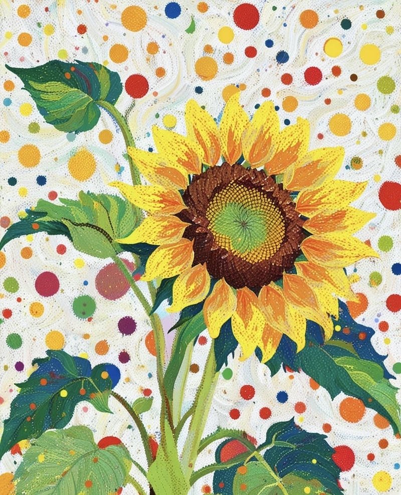 Tranh vẽ vườn hoa hướng dương đơn giản với nét mềm