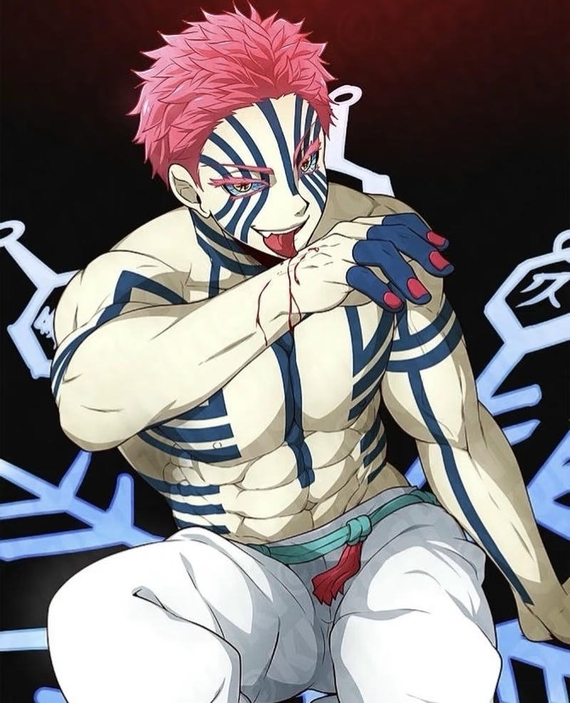 Tư thế chiến đấu đặc trưng của nhân vật trong ảnh Akaza