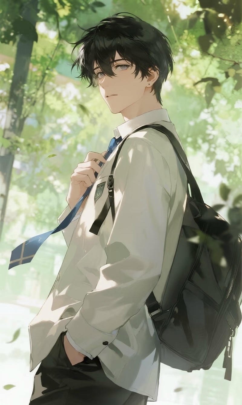 Vẻ ngoài lạnh lùng của chàng trai anime tóc đen