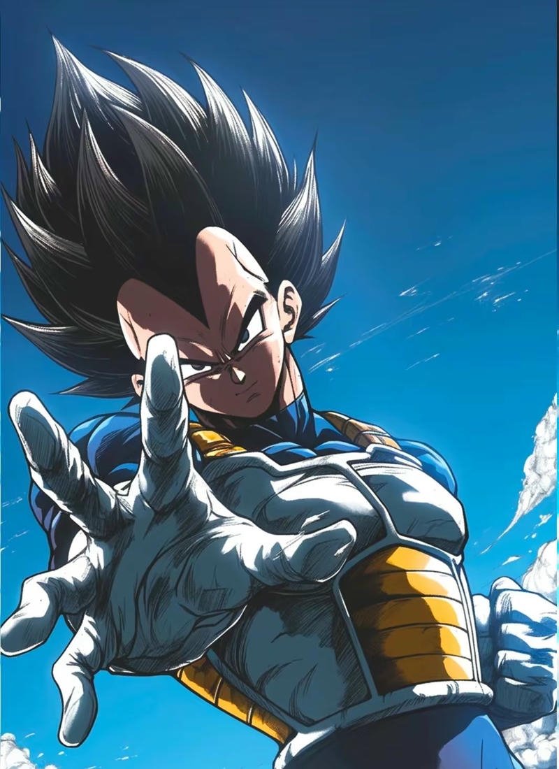 Vegeta với biểu cảm mạnh mẽ đầy kiêu hãnh