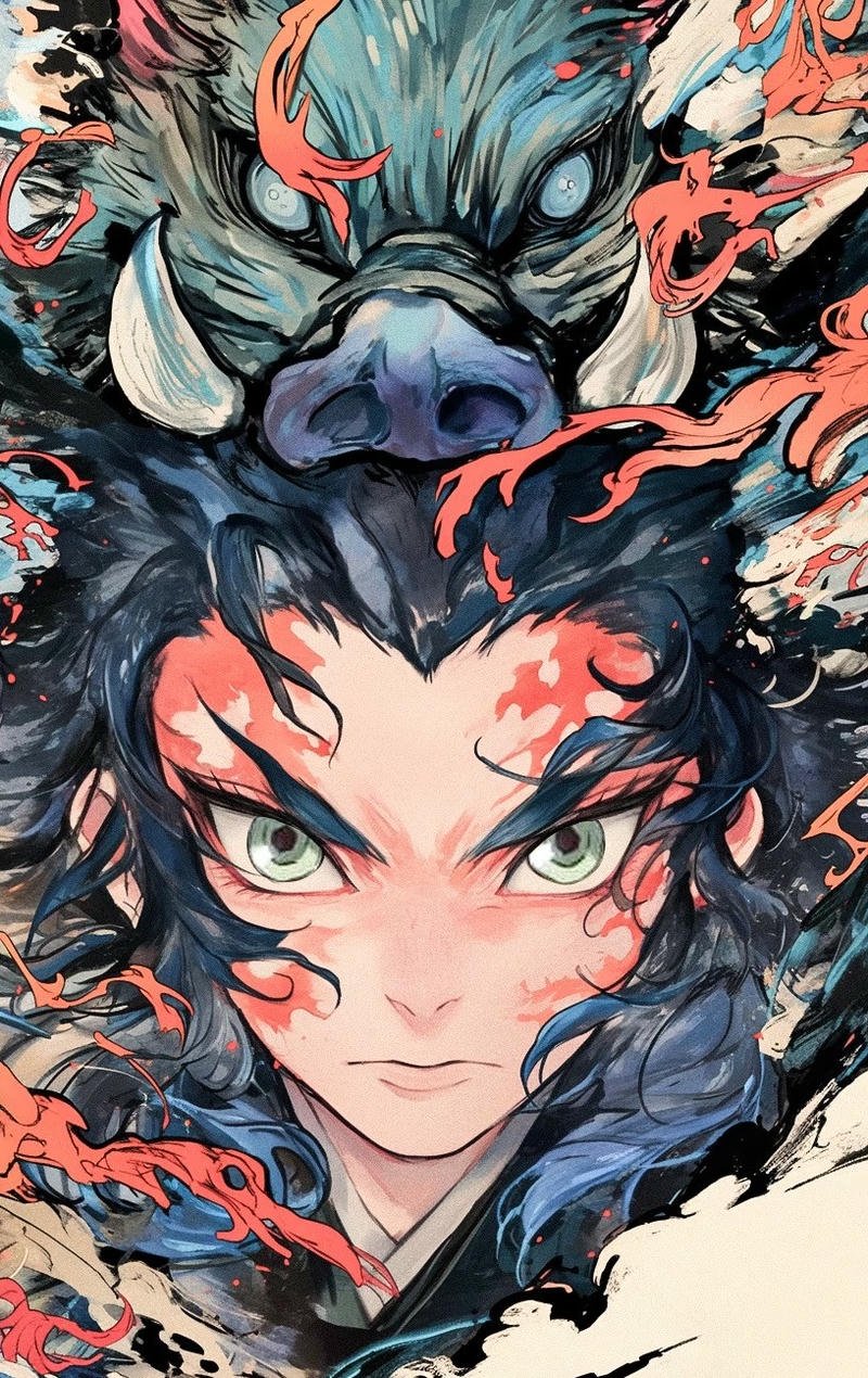 Ảnh Inosuke anime trong khoảnh khắc chiến đấu