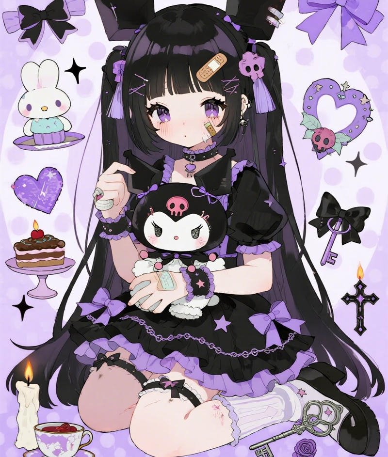 Ảnh Kuromi anime phong cách dễ thương pha cá tính