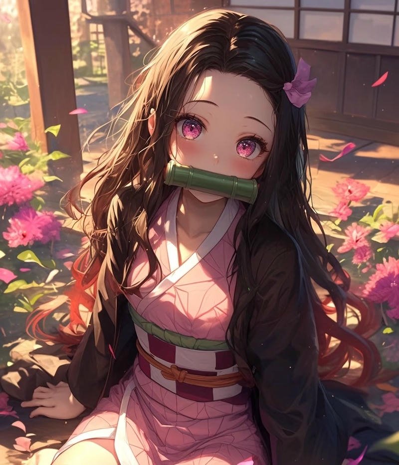 Ảnh anime Thanh Gươm Diệt Quỷ với thần thái chiến đấu