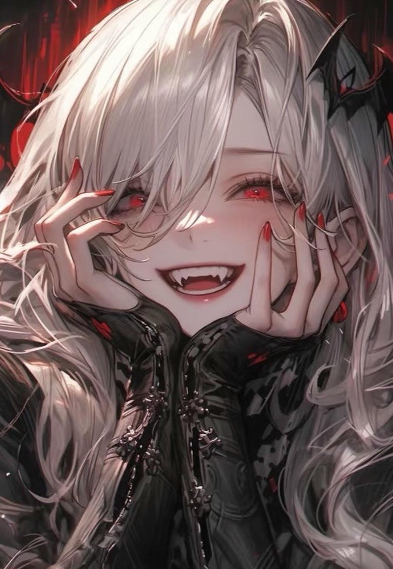 Ảnh anime ma cà rồng trong ánh sáng đỏ nhẹ