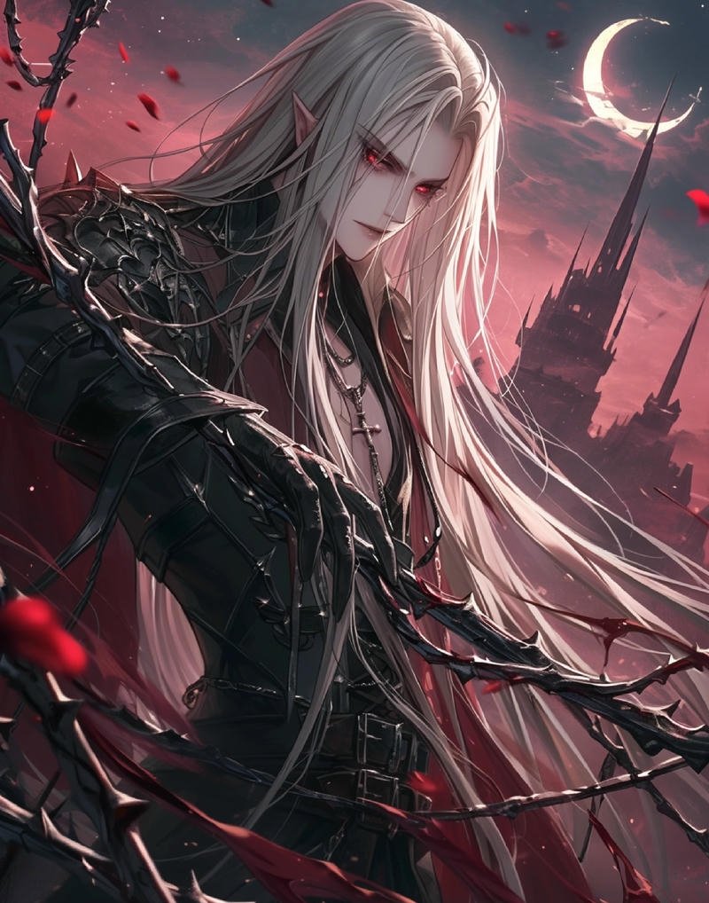 Ảnh anime ma cà rồng trong khung cảnh đêm