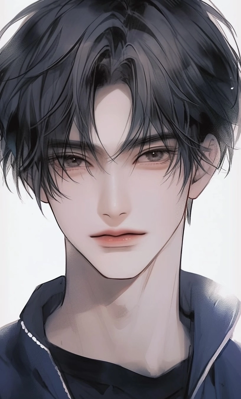 Ảnh anime nam học sinh với ánh mắt trầm tư