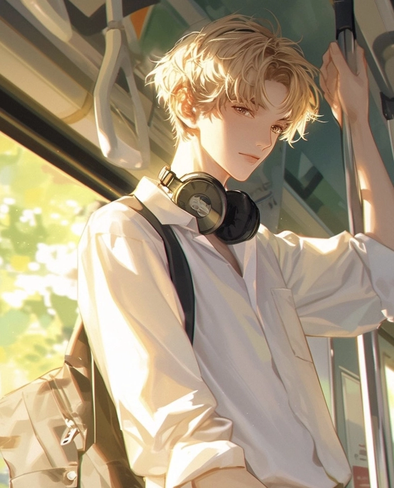 Ảnh anime nam học sinh với biểu cảm tự nhiên