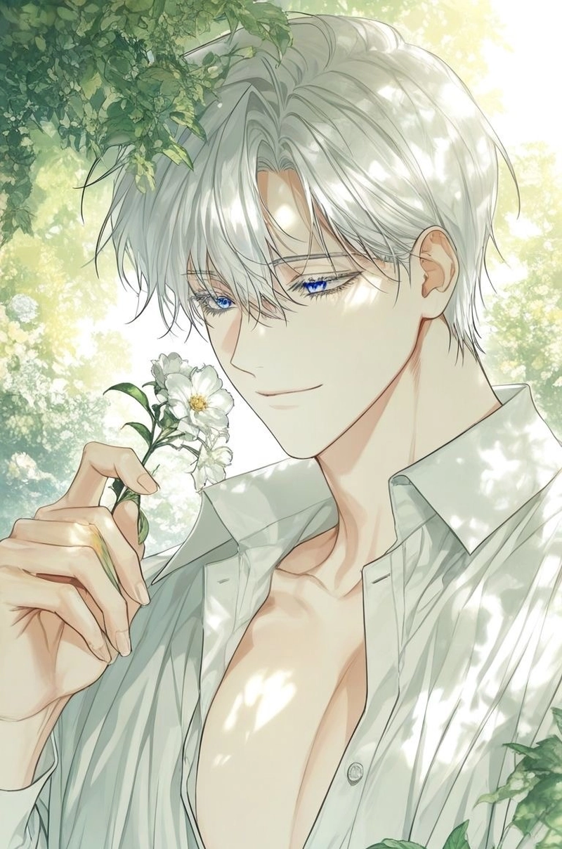 Ảnh anime nam tóc trắng đứng một mình đầy bí ẩn