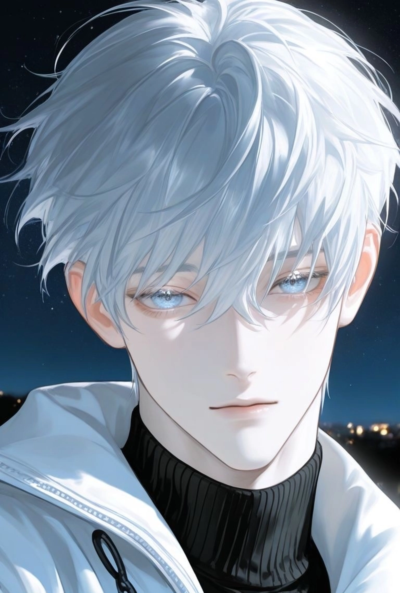 Ảnh anime nam tóc trắng phong cách bí ẩn mạnh mẽ