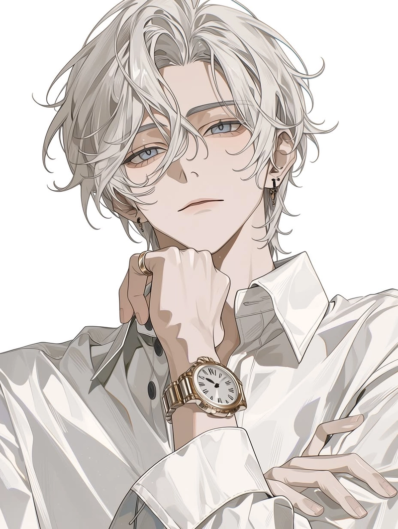 Ảnh anime nam tóc trắng phong cách lạnh lùng nổi bật