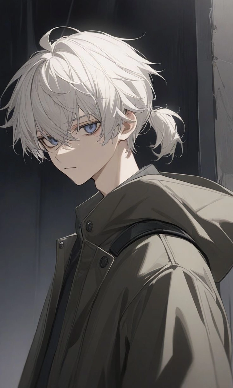 Ảnh anime nam tóc trắng trong cảnh hành động kịch tính