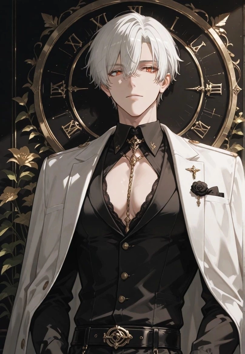 Ảnh anime nam tóc trắng với ánh mắt lạnh lùng