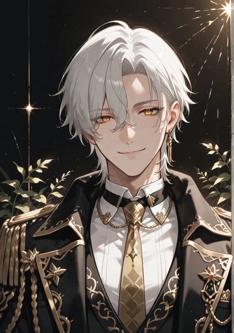 Ảnh anime nam tóc trắng với thần thái anh hùng