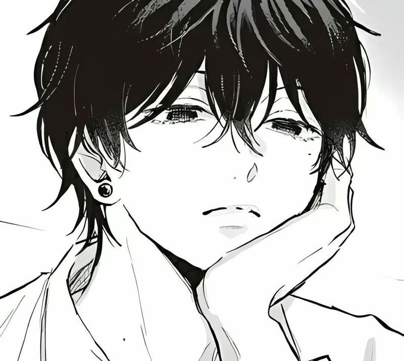 Ảnh anime nam trắng đen ánh nhìn sắc lạnh