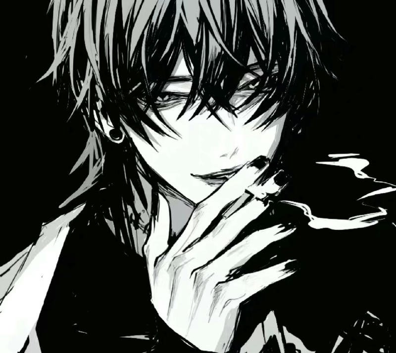 Ảnh anime nam trắng đen làm avatar mạng xã hội