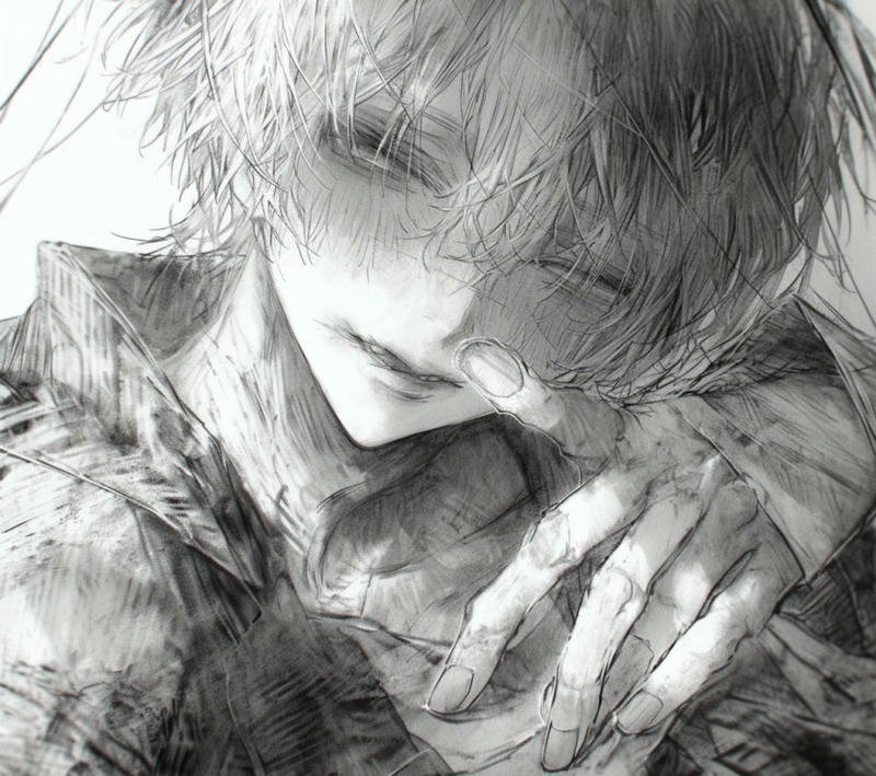 Ảnh anime nam trắng đen phù hợp làm hình nền