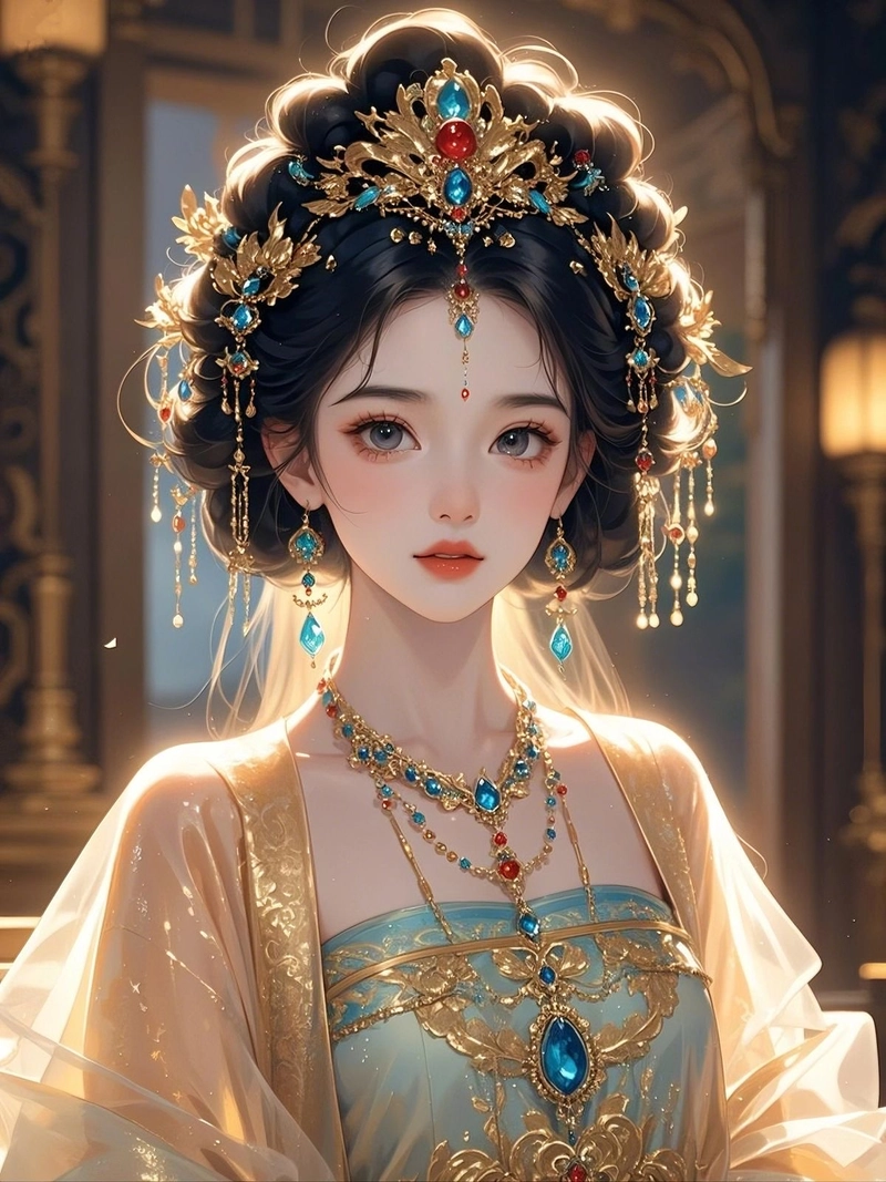 Ảnh anime nữ cổ trang với ánh nhìn dịu dàng