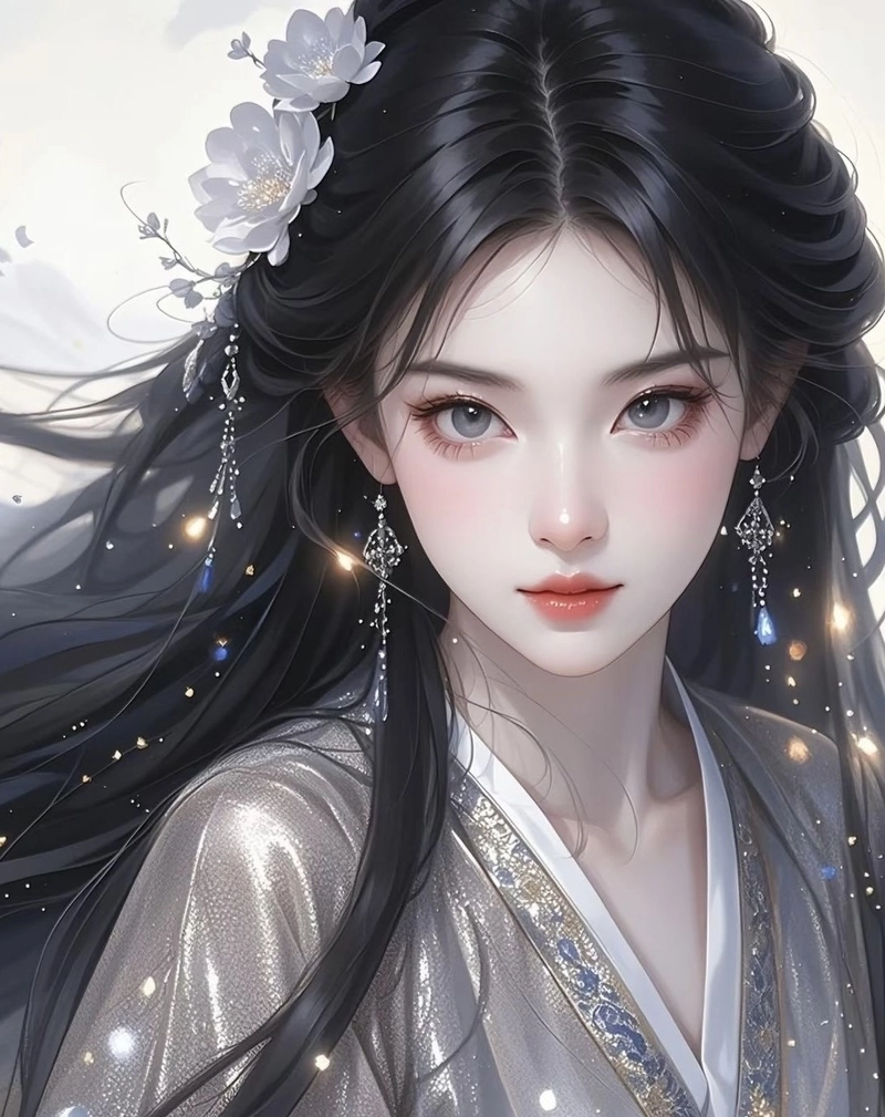 Ảnh anime nữ cổ trang với ánh nhìn xa xăm