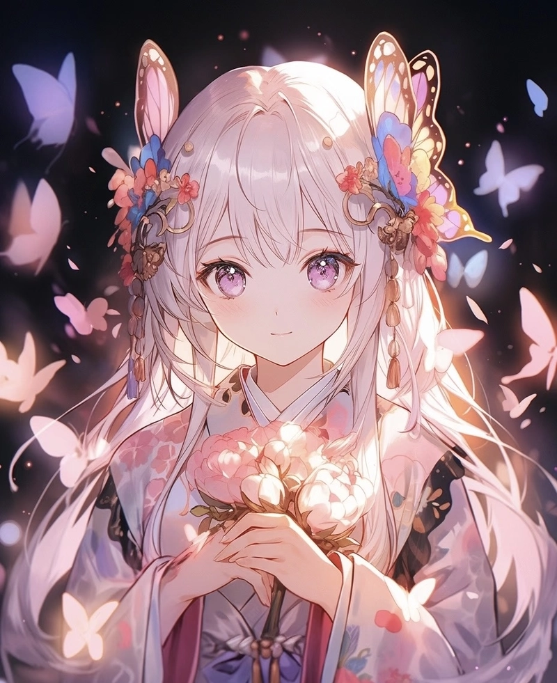 Ảnh anime nữ cổ trang với biểu cảm nhẹ nhàng