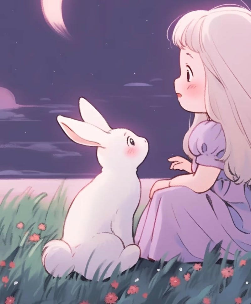 Ảnh thỏ anime với biểu cảm ngộ nghĩnh