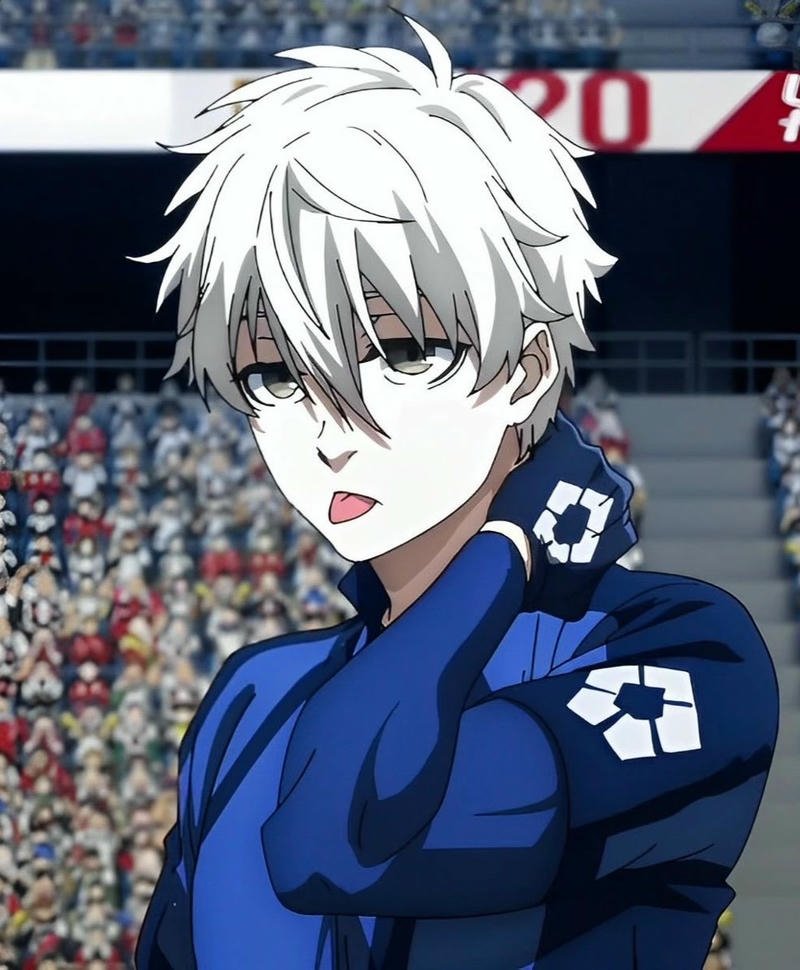 Cầu thủ Blue Lock với biểu cảm tập trung cao