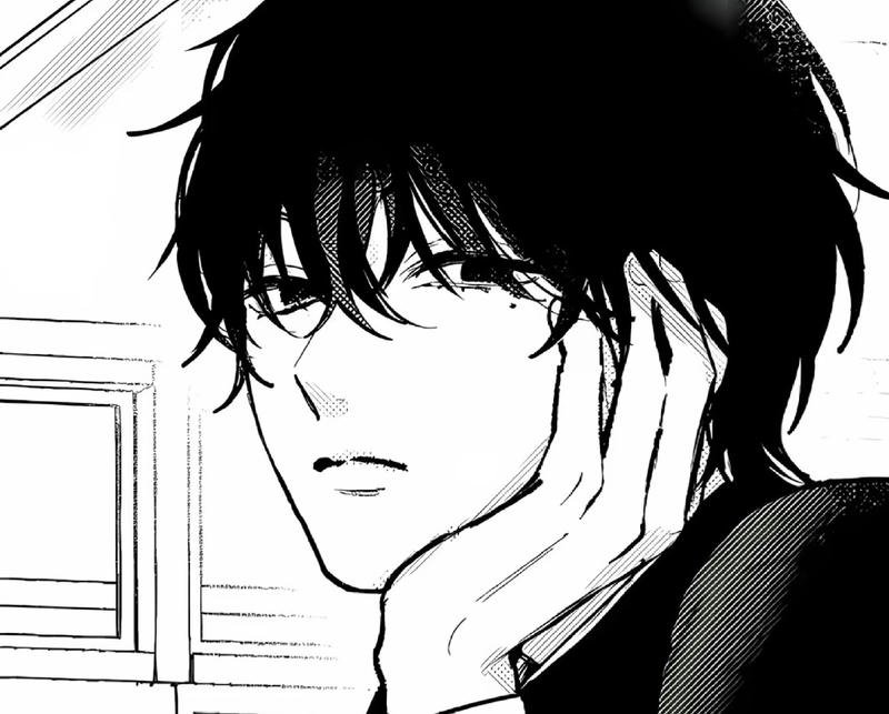 Chàng trai anime trắng đen đứng một mình