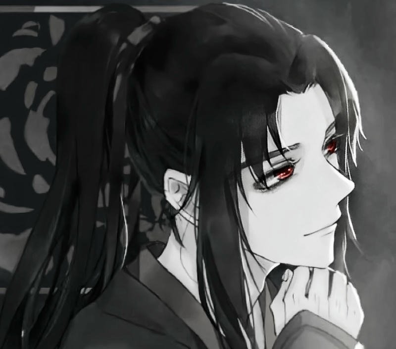 Chàng trai anime trắng đen ngồi trong góc tối