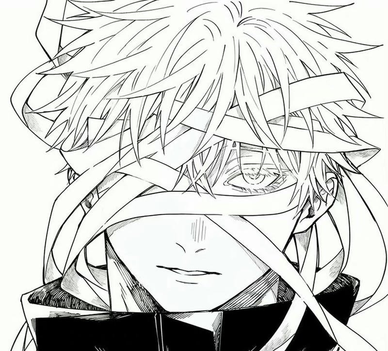 Chàng trai anime trắng đen với ánh mắt suy tư