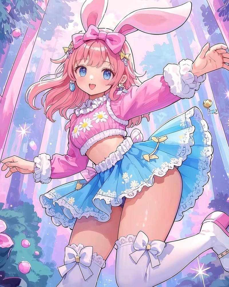 Cô gái thỏ anime trong trang phục tai thỏ