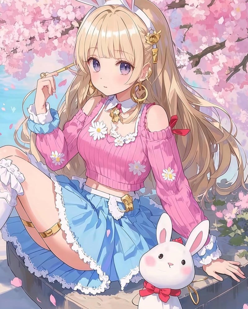 Cô gái thỏ anime với nét kawaii cuốn hút